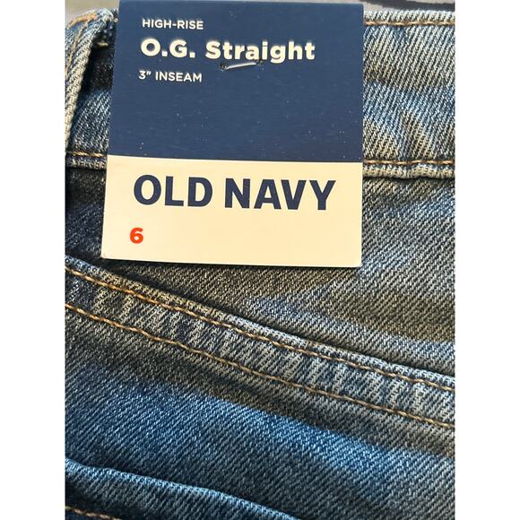 NWT Old Navy Women's Blue Denim Cuffed Shorts O.G. Straight Size 6 - Picture 4 of 6